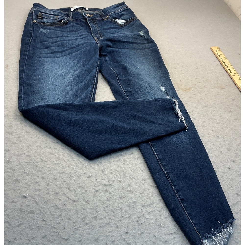 KanCan Skinny Jeans Distressed Raw Step Hem Dark Wash Size 28 Casual Denim